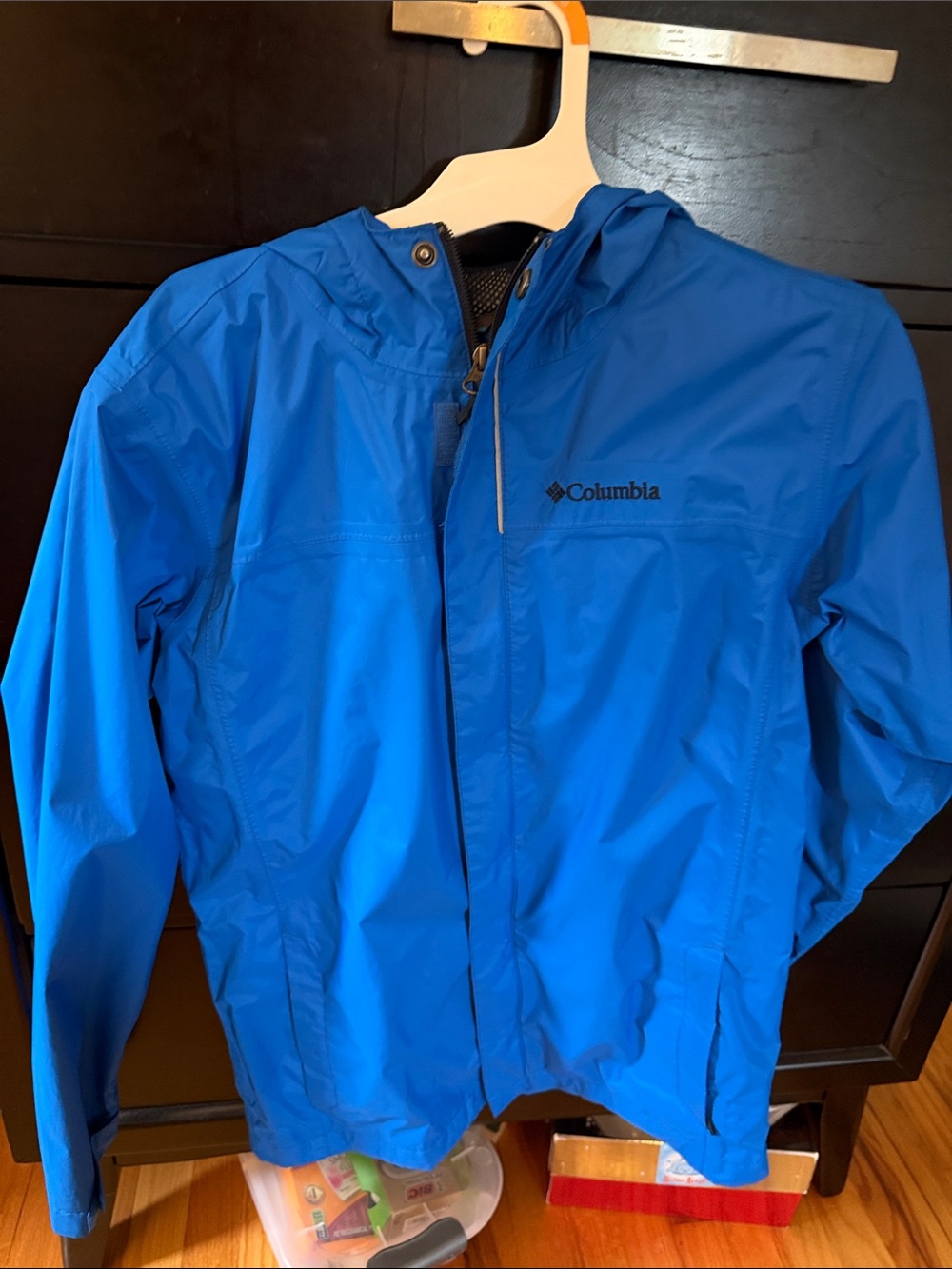 Columbia Boys Light Blue Hooded Rain Jacket